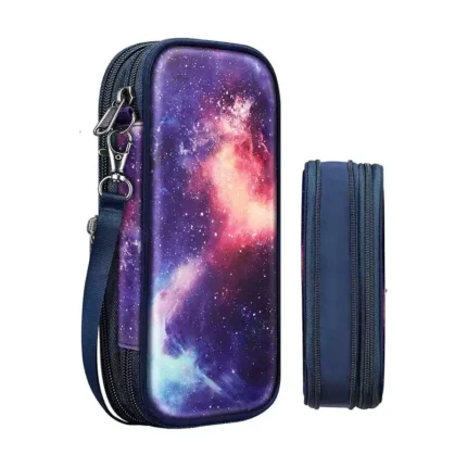 FINPAC Expandable Pencil Case, Large Capacity Pencil Box, Pen & Marker Storage Pouch Stationery Organizer for Men Women Outdoors, Pen Bag Office Supply, Galaxy